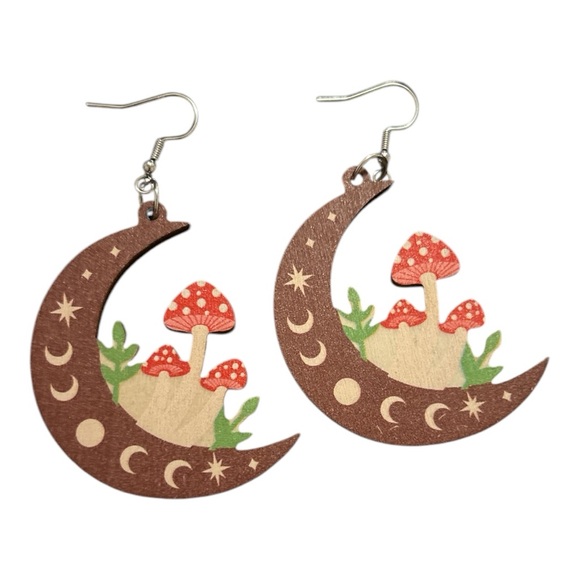 Mushroom Moon Earrings - Picture 1 of 1